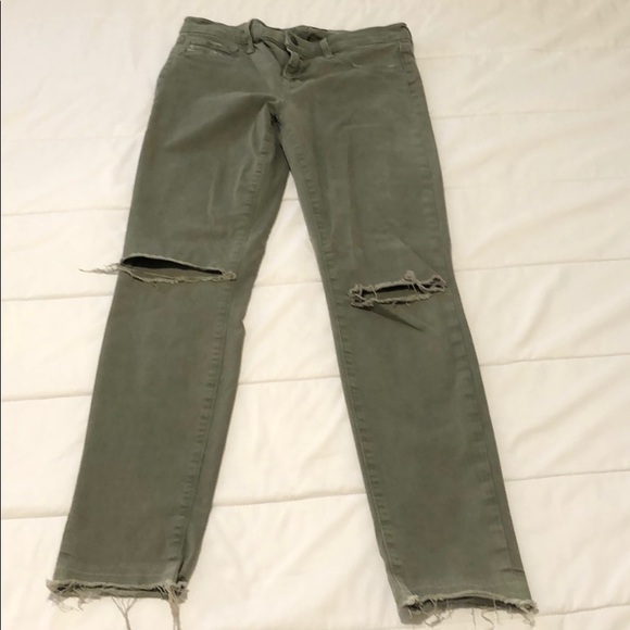 J Brand olive green skinny jeans with rips - Picture 1 of 4